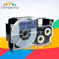 Cartridge Label XR-24BU Compatible Label Tape for Casio KL-G2 CWL300 KL430 KL820 KL7000 KL7200 Label Maker Black on Blue 24mm*8m