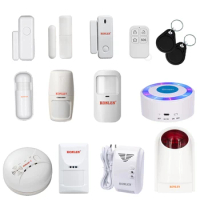 Wireless Pir Motion Detector Door Window Sensor Fire Smoke Gas Detector Strobe Siren 433mhz Accessories For KONLEN Alarm System