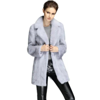 HONEST QUEEN Hot Sales collar Real Mink Fur Long Jacket For Women Fashion Natural Mink Fur Coat Real Fur Coat Thick Warm Coat