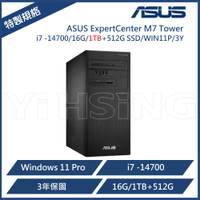 滿額現折220★ASUS 華碩 ExpertCenter系列 D7 Tower 商用電腦 i7 -14700/16G/1TB+512G SSD/WIN11P/3Y 商用桌上型電腦 商用PC