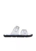 Prada Prada Leather Flat Sandals - PRADA - White