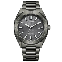 【CITIZEN 星辰】八角錶殼光動能紳士風男錶 黑灰 41mm(BM7637-81H)