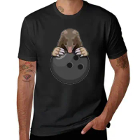 Mole at Bowling with Bowling ball T-shirt vintage clothes graphics hippie clothes Aesthetic clothing mens t shirts pack