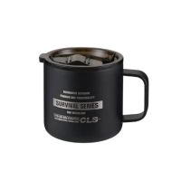 【May Shop】戶外戰術杯304不鏽鋼雙層保溫杯便攜式野餐咖啡杯茶杯帶蓋露營杯
