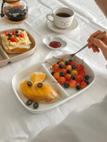 分格餐盤 陶瓷兩格分食分菜餐具盤子大人兒童菜盤分隔早餐盤