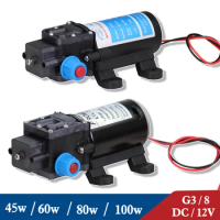 DC/12V 45/60/80/100 Watt Micro Electric Diaphragm Water Pump Self-Priming Automatic Switch 3/8'' Connection 4/5/6/8L Per Minute