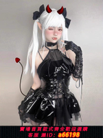 【台灣公司 可開發票】小惡魔短裙套裝性感亮面PU掛脖日系jk制服皮裙魅魔COS二次元女裝