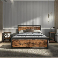 Industrial design style double bed, bedroom single bed, adult bed and teen bed, metal frame bed, bedroom furniture
