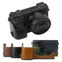 Leather Half Case for Sony A6400 A6300 A6100 Camera Grip with Strap