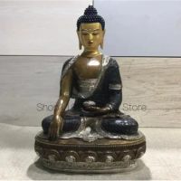 7 inch Sakyamuni Buddha Pure Copper Gilt Buddha Statue Tibetan Brass Buddha Furniture Ornament Buddha Statue