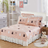 床單 純棉花邊床單單人床裙式被單全棉單件棉布床蓋罩雙人1.8m2.0米床【林之舍】