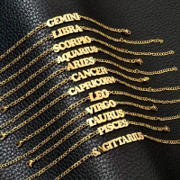Cross-border hot-selling beach stainless steel zodiac sign letter charm bracelet and anklet, Figaro 