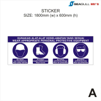 PPE MandatorSignage Sticker 1800x600 Ear Protection Safety Helmet Wear Mask Wear Boots Correctly Wea