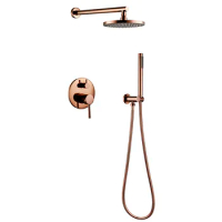 Brass Rose Gold Shower Set 8-16 Inch Bathroom Wall Shower Head Contemporary Home Hotel Polished Rose Gold Shower