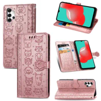 3D Cat and Dog Leather Card Slot For Sasmung Galaxy A32 5G Case For Samsung A72 A02s A12 M31 S21 Flip Wallet Cover Shockproof