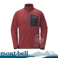 【Mont-Bell 日本 男 CP100 PULLOVER 刷毛上衣《磚紅》】1106593/保暖上衣/防寒/快乾
