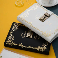 B6 Notebook with Lock Vintage Diary Journal Daily Notepad Agenda Planner Organizer Line Blank Note Book Business Travel Handbook