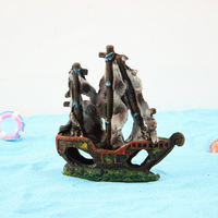 水族箱裝飾品 樹脂沉船 帆船 小船擺件魚缸造景裝飾擺件1入