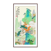 Chinese Classical Autumn Landscape Painting, Cross Stitch Kit with instructions, Vertical Porch, Decorative Painting