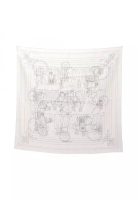 Hermès Pre-Loved Hermès carres 90 Exlibris Brode Sangle 25SS scarf silk white multicolor