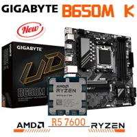 AMD B650 Motherboard Combo GIGABYTE B650M K DDR5 128GB PCI-E 4.0 Mainboard With AMD RYZEN 5 7600 Twelve Threads Processor Kit