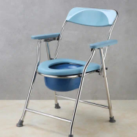 Stainless Steel Folding Toilet Chair-Robust Mobile Lavatory Senior Maternity Patient Care Simple-Maintenance Commode