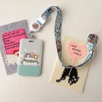 Lanyard ID Card Holder Mofusand Cat Kucing Lucu Kalung Kartu Tarik Sekolah Kerja Kartu Bis / Cute La