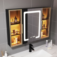 浴室智能鏡柜單獨掛墻式茶色玻璃門定制輕奢衛生間鏡子帶燈置物架