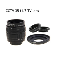 FUJIAN 35mm F1.7 CCTV TV Movie lens+C Mount + Macro ring for Canon EOS M6 Mark II M2 M3 M5 M10 M50 M100 M200 Mirrorless Camera