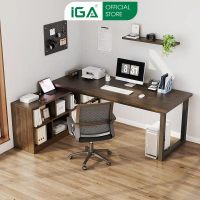 Bàn làm việc chữ L kèm kệ sách thông minh thương hiệu IGA - GM131