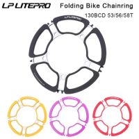 Litepro Folding Bike Chainring 53 56 58 Teeth 130 Bcd Crown Bicycle Chain Ring Sprocket Rotor Crankset Cycling Crown Chainring