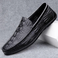 Black Boat Shoes Fashion Daily Man Loafers Slip-On Shoes Breathable Classics Casual Leather Shoes