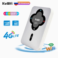 KuWFi 4G Mobile Router 150Mbps Outdoor Protable Mini 4G LTE Router Wireless Wi-Fi Router Built in Battery with SIM Card Slot