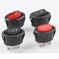 5Pcs KCD1 Mini Ellipse Rocker Switch 25X16.5mm 3Pin ON OFF 6A 250VAC Power Button Switch With Light Electric Kettle Power Switch
