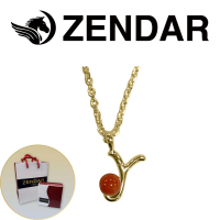 【ZENDAR】頂級天然沙丁紅珊瑚圓珠3-3.5mm字母金色項鍊 227267 字母Y
