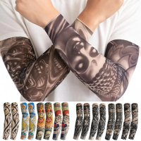 8pcs Fake Tattoos Uv Protection Sun Protection Sleeves Dust Protection Breathable Tattoo Sleeves Arm
