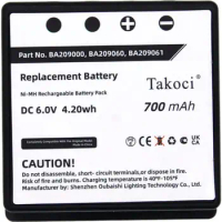 Replacement Battery for HBC Technos BA209000, BA209001, BA209060, BA209061, BA209062, Fub9NM, PM237745002 6.0V/mA