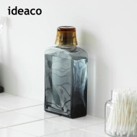 【IDEACO】復古風漱口水用玻璃空瓶-附漱口杯-400ml(分裝罐/玻璃分裝瓶/透明分裝瓶)