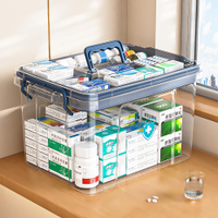 醫藥箱家庭版透明藥箱家用大容量多層特大醫用收納盒宿舍小急救箱
