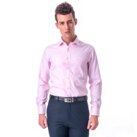 【金安德森】粉色斜紋窄版長袖襯衫