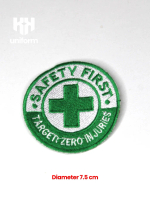 LOGO SAFETY FIRST BULAT, Emblem bordir/ patch - kk uniform