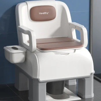 Simple Elderly Toilet Adult Mobile Commode Chair Indoor Use Mobile Toilet with Sensor Light