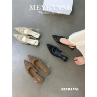 [COD]Giày Đế Bệt Mũi Nhọn MEYBANNI Vải Lưới Hình Mắt Cáo Siêu Xinh - B20