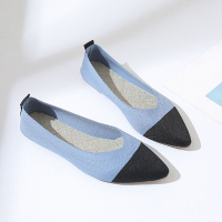 Breathable Mesh Knit Ballet Flats Women Moccasins 2023 Rubber Sole Flat Dress Shoes Low Loafers Poin