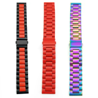 Colorful Stainless Steel Watch Strap,Brushed 22mm Watch Band For Seiko SKX007 Metal Watchband with Folding Clasp For Men Women