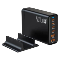 Pengecas Desktop USB Jenis-C, 200W, 6 Port, Pengecasan Pantas USB-C PD, Stesen Kuasa, Serasi dengan 