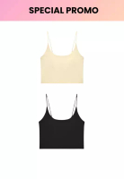 Kiss & Tell 2 Pack Premium Alaia Seamless Ice Silk Bralette Inner Top in Nude and Black