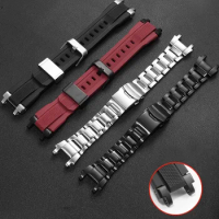 Rubber Watch Strap For Casio G-SHOCK MTG-B1000 G1000 Durable Silicone Watchband Concave Port Men's Stainless Steel Bracelet