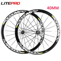 Litepro 700C Bicycle 40mm QR Wheels Road Bike Aluminum Alloy Wheelset Clincher Rims Thru Axle Center Lock Hub 8 9 10 11S