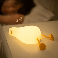 Led Children Night Light Lying Duck Rechargeable Lamp USB Silicone Squishy Sleeping Lamp Bedroom Decor Lamp Child Holiday Gift
